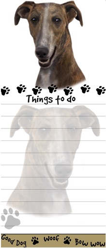 [400-94] Greyhound, brindle Notepads, Magnetic Tall Die-Cut