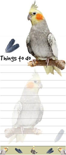 [403-41] Cockatiel Notepads, Magnetic Tall Die-Cut