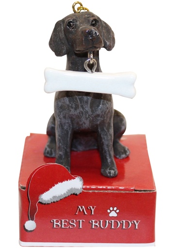 [900-83] German Shorthaired Pointer Ornament statue with bone