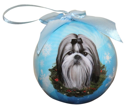 [CBO-39] Shih Tzu, black and white  Ornaments, Christmas Ball