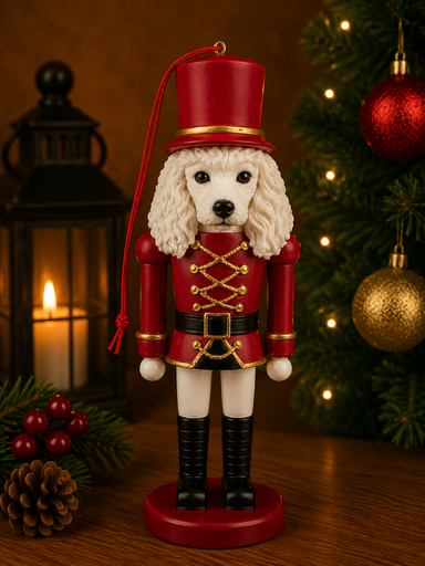 [35358-28] Poodle, white Soldier ornament