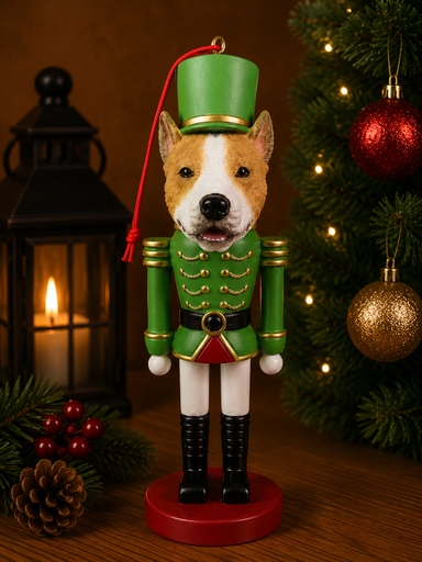 [35358-26] Pit Bull, tan and white Soldier Ornament