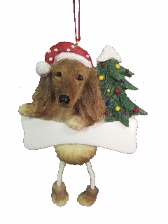 [35356-13a] Dachshund, longhaired Dangling Dog Ornament