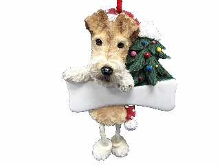 [35356-56] Wire Fox Terrier, Dangling Dog Ornament