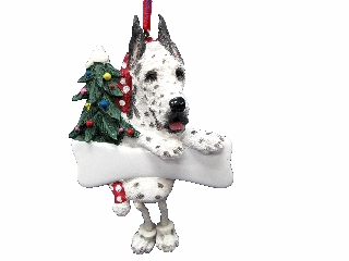 [35356-66a] Harlequin Dane, Dangling Dog Ornament