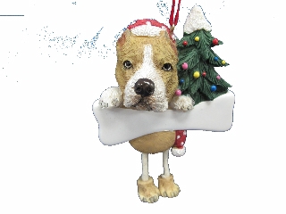 [35356-73] Pit Bull, Dangling Dog Ornament