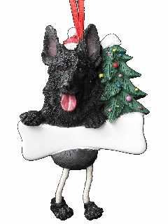 [35356-75b] German Shepherd, black Dangling Dog Ornament