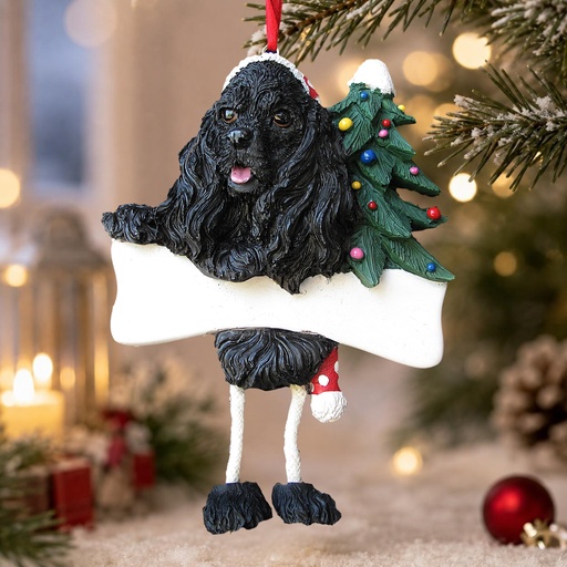 [35356-78c] Cocker Spaniel, black Dangling Dog Ornament