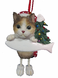 [35359-2] Calico Cat Dangling Leg Ornament