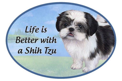 [1001-87b] Shih Tzu, black car magnets, oval