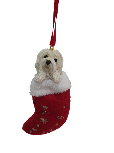 [ORN221-120] Havanese stocking ornament