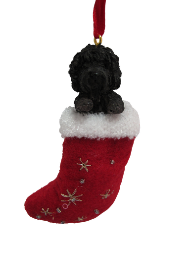 [ORN221-121a] Labradoodle, black ornament