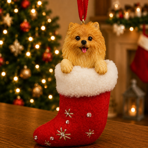 [ORN221-27] Santa's Little Pals, Pomeranian ornament