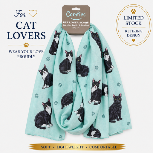 [632-3] Black and white cat, Pet Lover Scarf