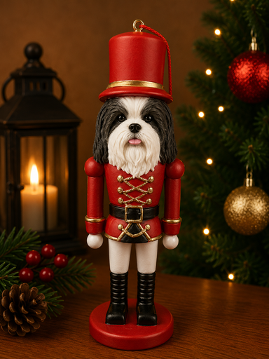 [35358-39] Shih tzu, black and white Soldier ornament