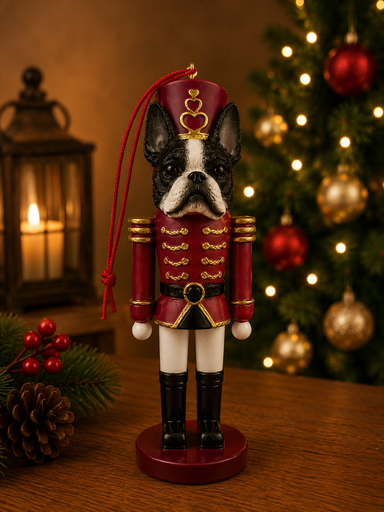 [35358-76] Boston Terrier Soldier ornament