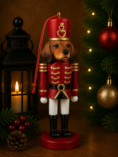 [35358-13] Dachshund, red Soldier ornament