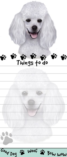 [400-28] Poodle, white  Notepads, Magnetic Tall Die-Cut