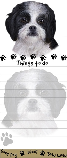 [400-87b] Shih Tzu, black and white puppy cut  Notepads, Magnetic Tall Die-Cut