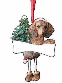 [35356-13] Dachshund, red Dangling Dog Ornament