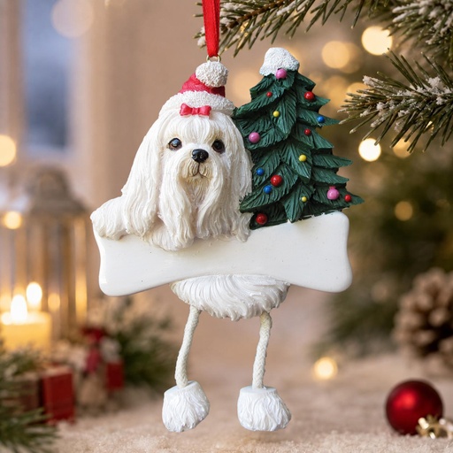 [35356-24] Maltese Dangling Dog Ornament