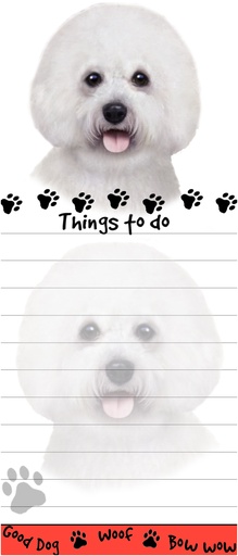 [400-4] Bichon Frise  Notepads, Magnetic Tall Die-Cut