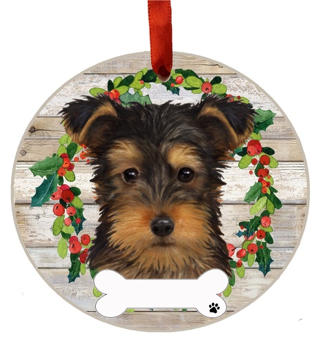 [550-107] Yorkie, puppy cut ornament, ceramic wreath