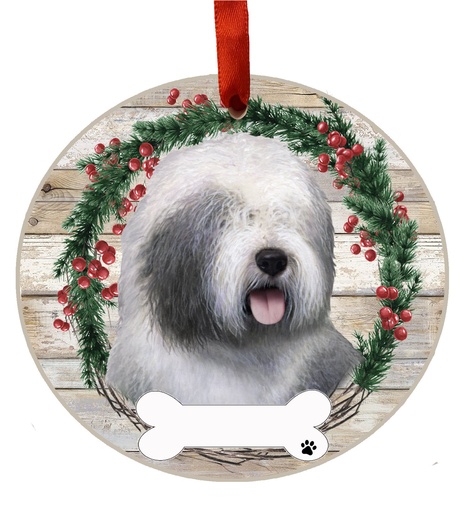 [550-77] Old English Sheepdog ornament, ceramic wreath
