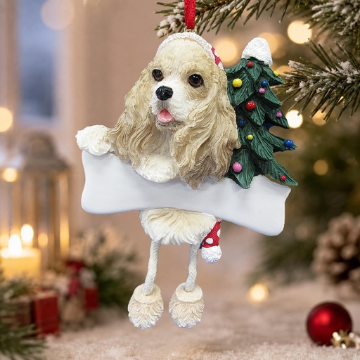 [35356-78a] Cocker Spaniel, parti Dangling Dog Ornament