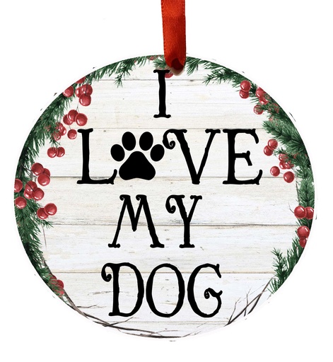 [550-213] I Love My Dog ornament, ceramic wreath