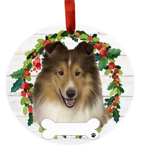 [550-37] Sheltie ornament, ceramic wreath