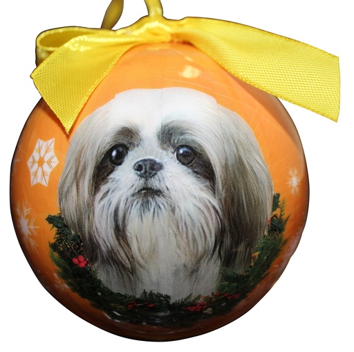 [CBO-87] Shih Tzu, tan and white puppy cut  Ornaments, Christmas Ball