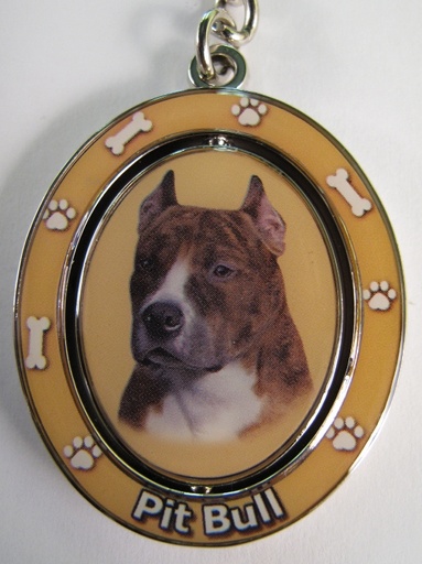 [KC-26] Pit Bull, Brindle and White Keychain