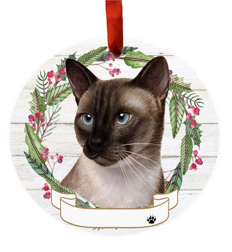 [551-7] Siamese Cat ornament, ceramic wreath