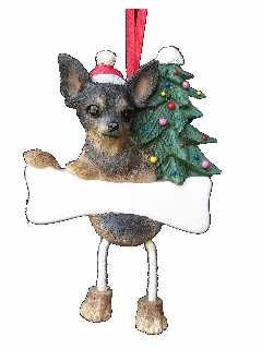 [35356-11] Chihuahua, black and tan Dangling Dog Ornament