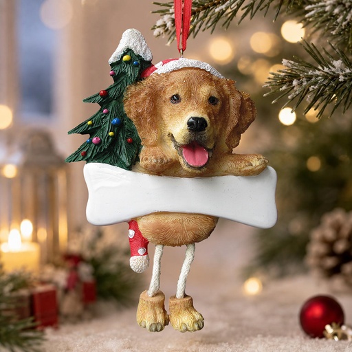 [35356-15] Golden Retriever Dangling Dog Ornament