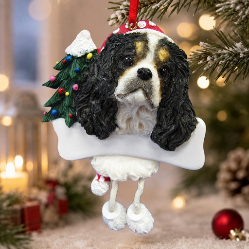 [35356-19] King Charles, tri-color Dangling Dog Ornament