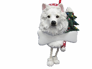 [35356-85] American Eskimo, Dangling Dog Ornament