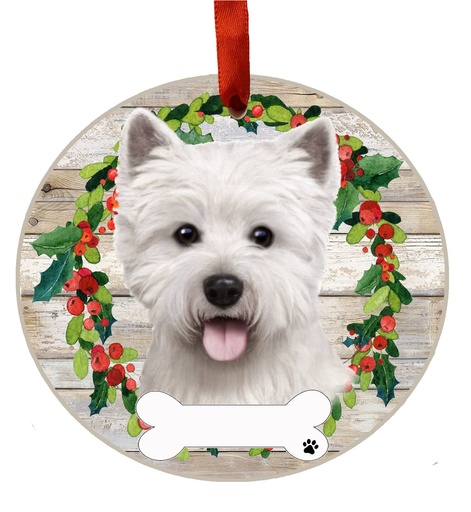 [550-45] Westie ornament, ceramic wreath