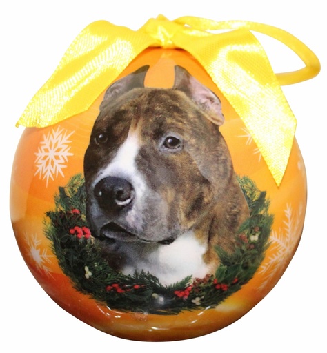 [CBO-26] Pit Bull, brindle & White Ornaments, Christmas Ball