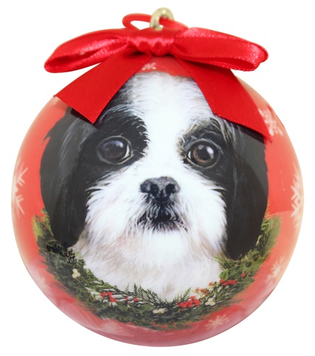 [CBO-87b] Shih Tzu, black and white puppy cut  Ornaments, Christmas Ball