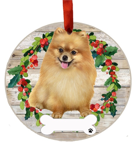 [550-27FB] Pomeranian, FB ornament, ceramic wreath