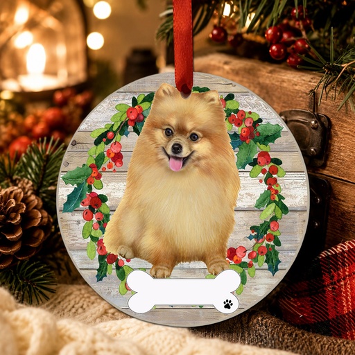 [550-27FB] Pomeranian, FB ornament, ceramic wreath