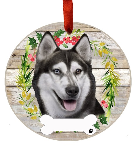 [550-40] Siberian Husky ornament, ceramic wreath