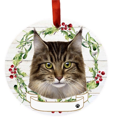[551-6] Maine Coon Cat ornament, ceramic wreath