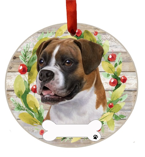 [550-6] Boxer, uncropped ornament, ceramic wreath