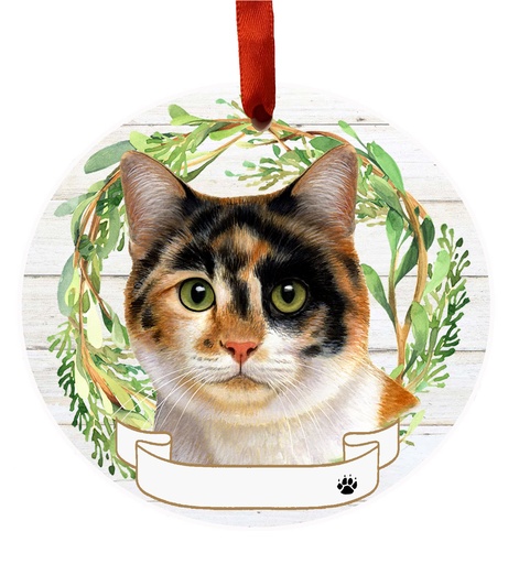 [551-2] Calico Cat ornament, ceramic wreath