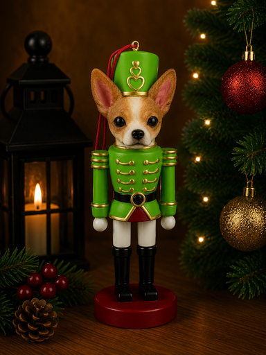 [35358-10] Chihuahua, tan Soldier ornament