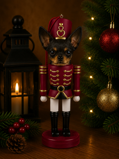 [35358-11] Chihuahua, black and white Soldier ornament