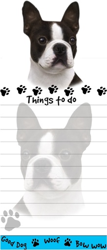 [400-76] Boston Terrier  Notepads, Magnetic Tall Die-Cut